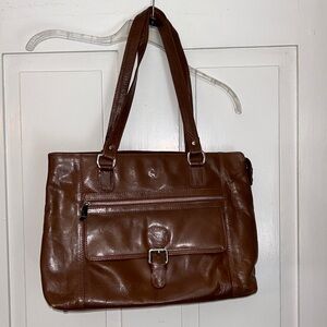 Ashwood Genuine Leather Shoulder Bag Tote Cognac Brown Handbag Purse